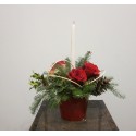 CENTRO DE MESA CON ROSAS Y VELA