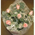 Lois - 6 rosas color rosa de tallo largo